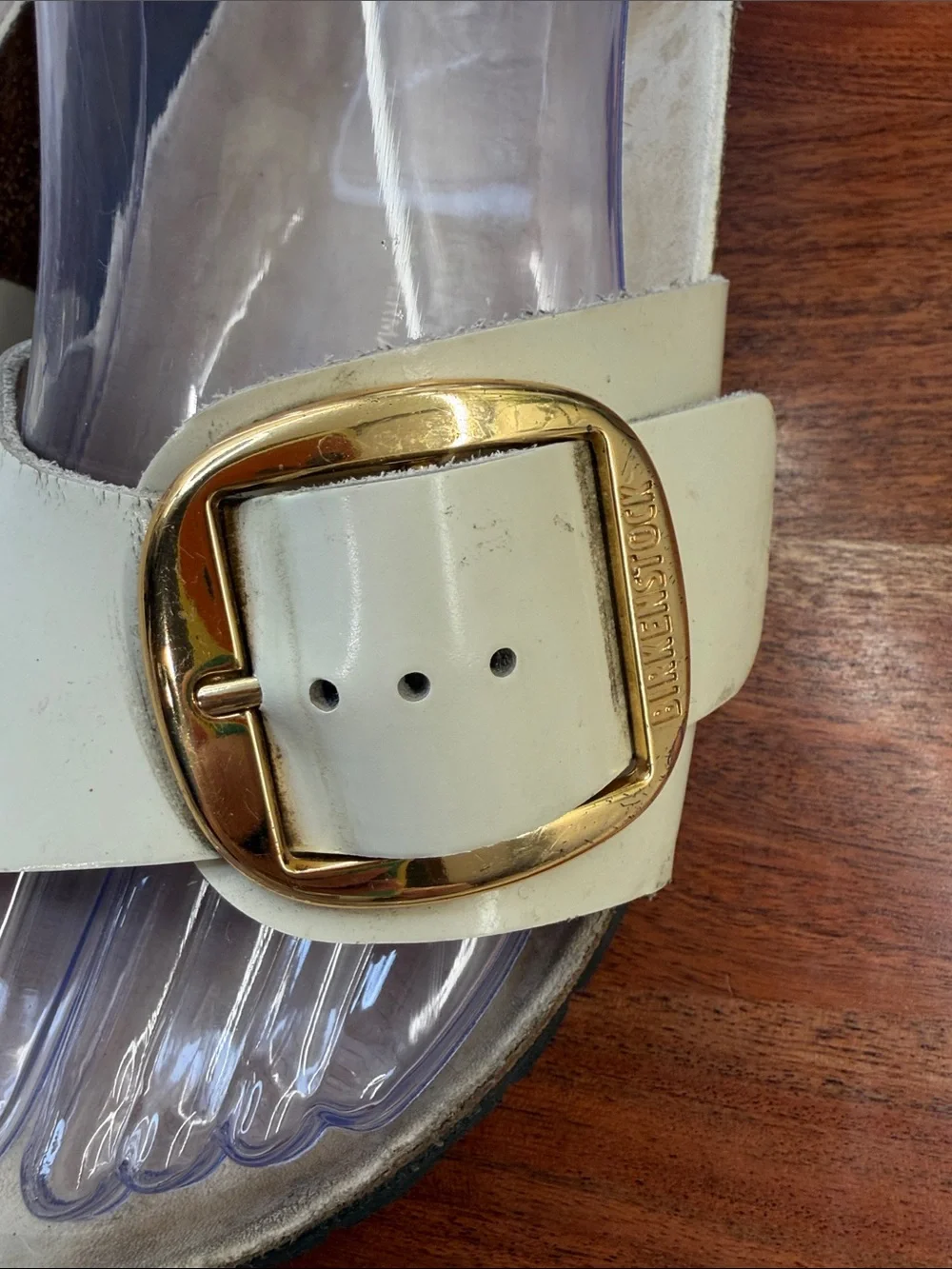 Birkenstock Madrid Big Buckle Slide Sandals with Gold Buckle